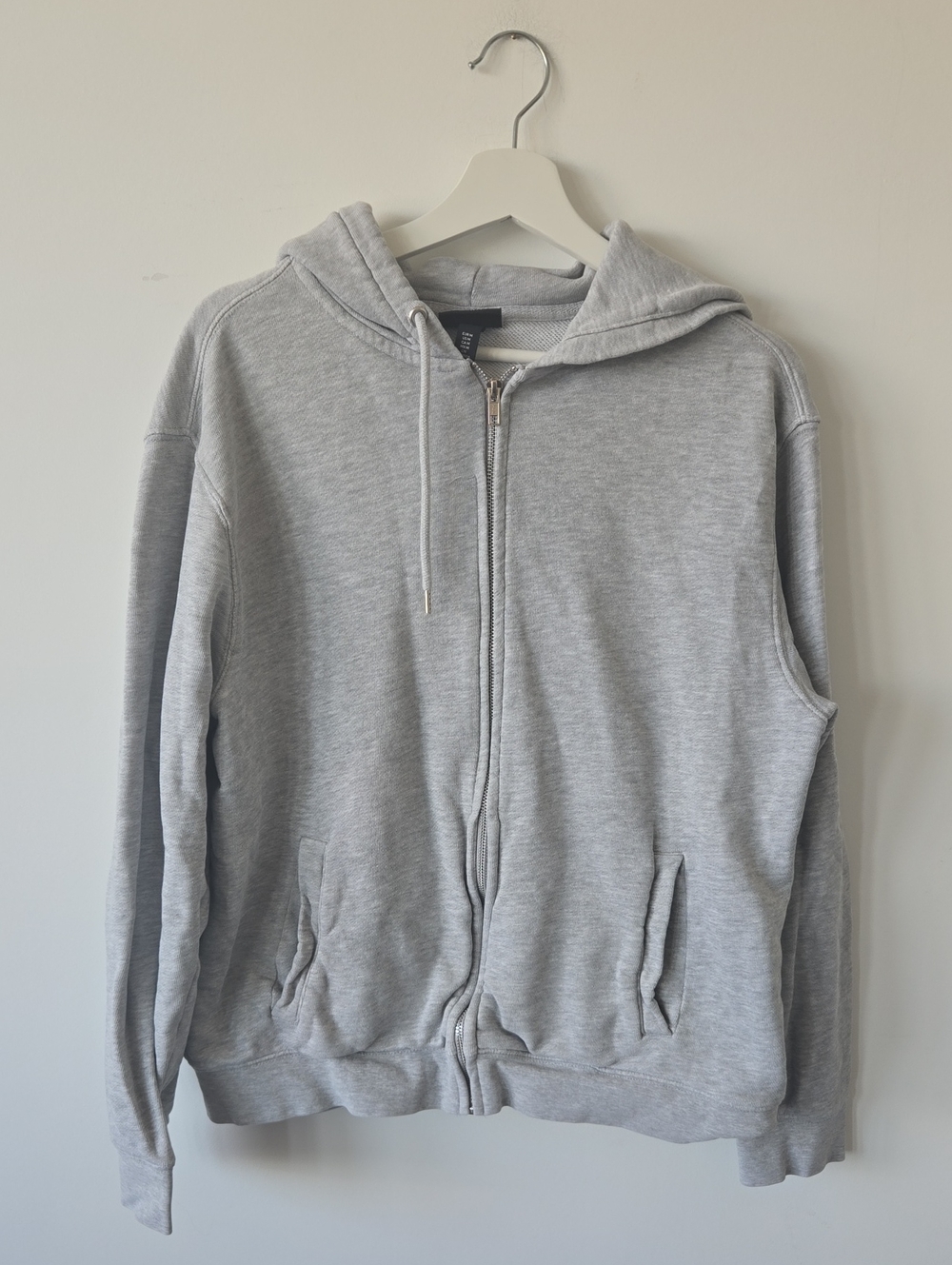 H&M Men's Full-Zip Hoodie in Light Gray